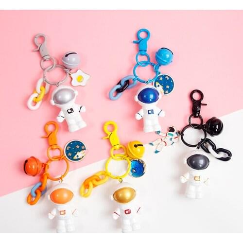 Cute Astronaut Cosmonaut Spaceman Star Moon Rocket Keychain Key Chains Ring Car Bag Pendent Charm Airpods Accessories D445