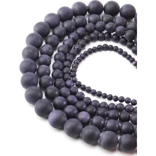 Xinyao Natural Stone Matte Blue Round Loose Beads 4 6 8 10 12MM For Handmade Jewelry Making DIY Bracelet Necklace
