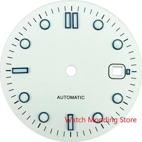 Blue Luminous 31mm Matte White/Black Watch Dial Wristwatch Plate For Sea Master Style Fit MIYOTA82 ETA2824/2836 DG2813 Mov't