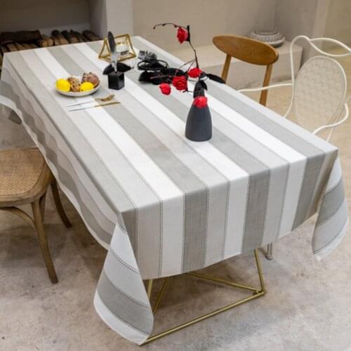 Modern Minimalist Stripe Stitching Imitation Cotton And Linen Tablecloth European Home Furnishing Hotel Cafe Decoration Cloth