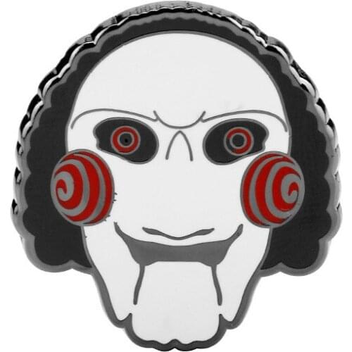 Horror Movie Saw Jigsaw Killer Billy Doll Mask Cartoon Enamel Clothes Hat Bag Lapel Badge Brooch Pin Accessories Jewelry Gift