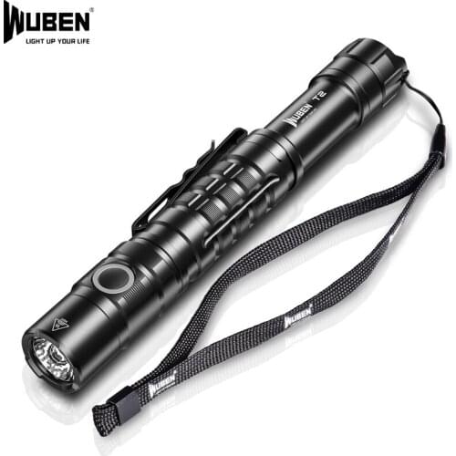WUBEN T2 LED Tactical Flashlight Max 550 Lumens beam distance 107M IP68 Waterproof Torch For Self-defense Emergency Outdoor