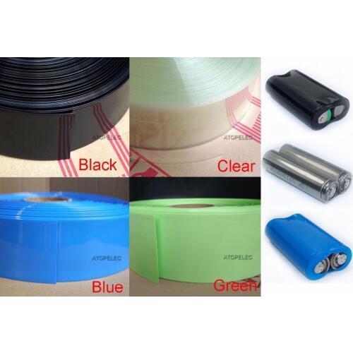 2M (18650 Battery Wrap) Wide 50MM / Diameter 32MM PVC 2:1 Heat Shrink Tubing Black/Red/Yellow/Green/Blue/White/Clear