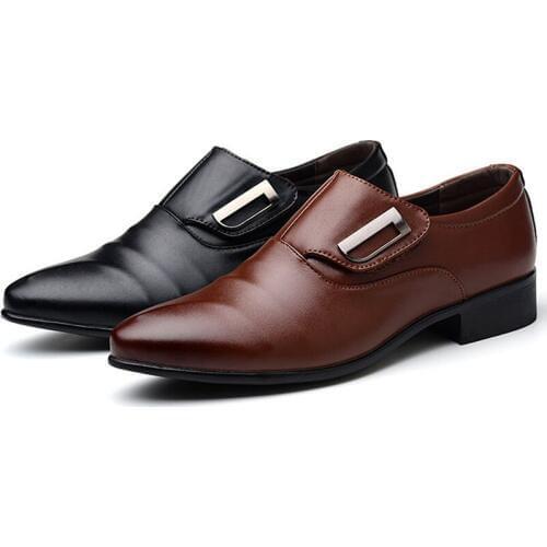 Classic Business Mens Dress Shoes Fashion Elegant Formal Shoes Men Slip On Office Basic Shoes For Men Black