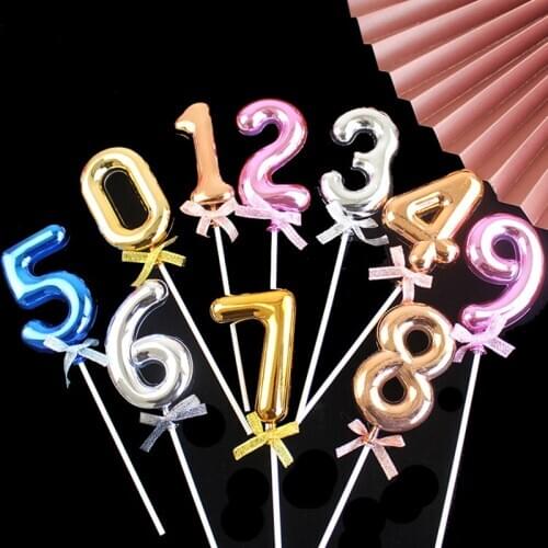 Creative Gold Foil Cake Topper Rose Gold Number Cake Decor 1 2 3 Birthday Cupcake Decor Happy Birthday Decor Kids Boy Girl