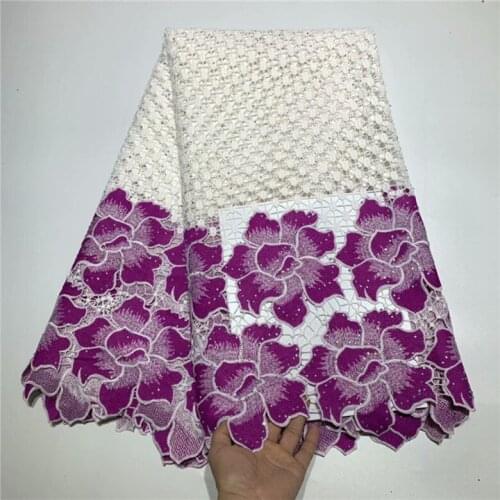 High Quality African Lace Fabric 2019 New Design African Guipure Lace White purple Color Nigerian Guipure Lace Fabric yellow