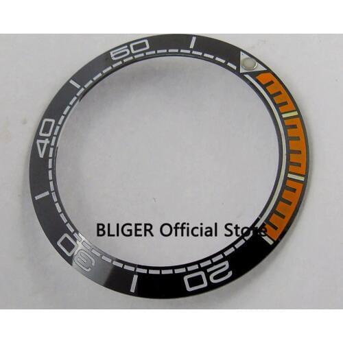 Top quality 39.8mm black and orange ceramic bezel white number marks inserts fit automatic mens watch case bezel BB47