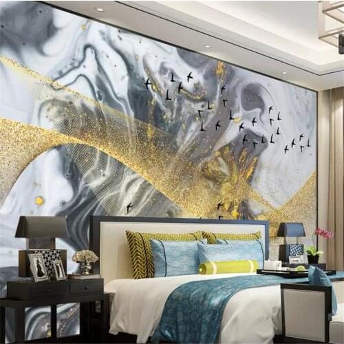 Wellyu Modern minimalist new Chinese gold lines abstract mood background wall custom large mural green wallpaper