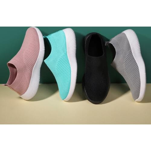 Women Vulcanized Shoes High Quality Women Sneakers Slip On Flats Shoes Women Loafers Plus Size 43 Walking Flat