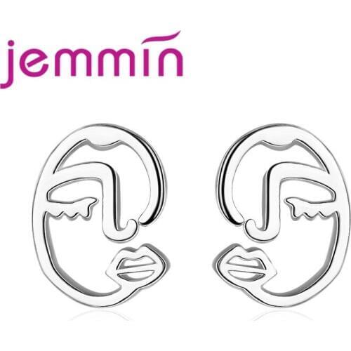 Hot Sale 925 Sterling Silver Abstract Pattern Hollow Lips Minimalist Female Novel Generous Fashion Earrings Jewelry
