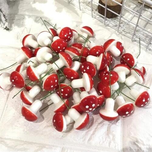 10Pcs 2cm Mini Foam Mushroom Fungus Artificial Plant Flowers Kids Painted DIY Craft Home Party Wreath Holiday Decoration