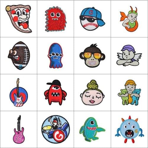 100pcs/lot Embroidery Patch Animal Anime Little Monster Clothing Decoration Sewing Accessories Diy Iron Heat Transfer Applique