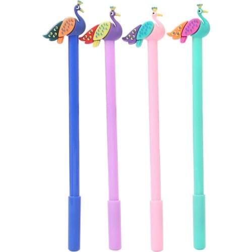 2pc Peacock Gel Pen Black Ink Pen Promotional Stationery High Quality Office Signing Pen School Supplies