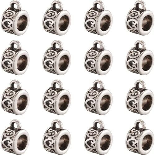 20pcs/lot Antique Silver Tone Tibetan Style Column Hangers Links Connectors Bail Beads for jewelry making Accessories