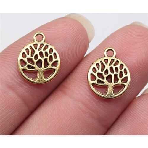 20pcs 13x11mm Antique Gold Plated Tree Charm Pendant For Jewelry Making DIY Jewelry Findings