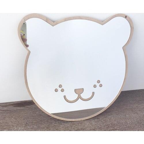 25*25cm Decoration Mirror 9.8x9.8 inch Cartoon Cute Bear Head Shape Paste Wall Decor Mirror For Baby Room Fashion Wall Mirror