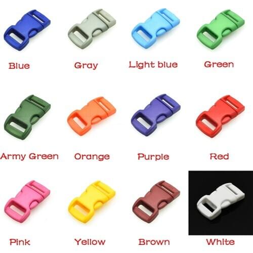 3/8"(10mm) Colorful Contoured Side Release Mini Buckles For Paracord Bracelet/Cat Collars 12pcs/pack