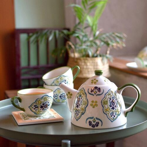 360 degree pure hand-painted Japanese style small fresh flower tea set fruit tea set afternoon tea retro literary tea set