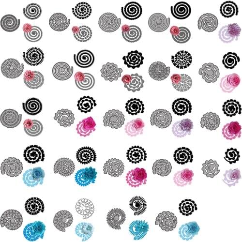 3D Foldable Spiral Flowers Decorative Metal Cutting Dies for New Diy Scrapbooking Album New Crafts Embossing Cards 2021