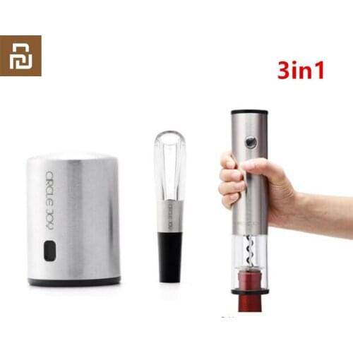 3in1 Youpin Circle Joy Automatic Wine Electric Corkscrew/Stainless Steel Mini Wine Stopper/Fast Decanter Wine Pouring D5