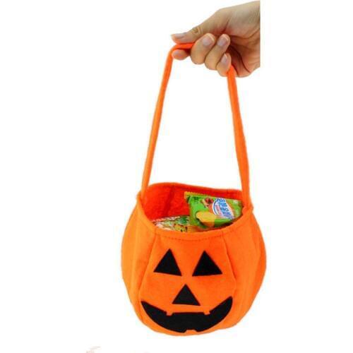 5Pcs/lot 2016 New Halloween Handbag Smile Pumpkin Bag Kids Candy Bag Children Handheld Bag Party Supplies Cartoon Cute Bags