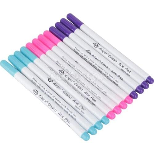 50Sets/Lot 12x Air & Water Erasable Washable Marking Pen Set Red/Blue/Purple Fabric Marker