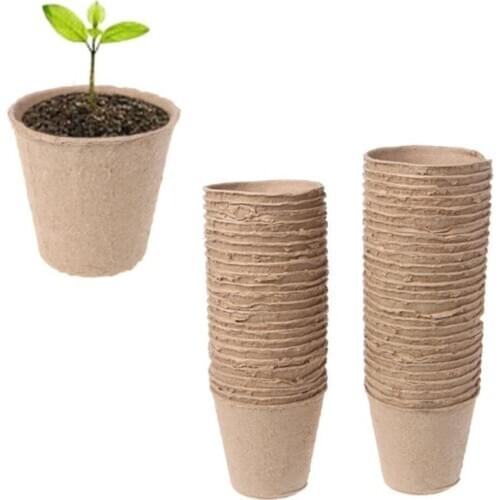 50 Pcs 6cm Paper Pot Plant Grow Flowers Pot Garden Plant Starters Herb Vegs Seed Nursery Cup Kit Eco-Friendly Home Cultivation
