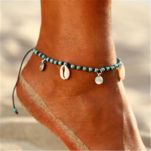 KSRA Anklet for Women Fashion Hand Knotted Shell Stone Beach Personality