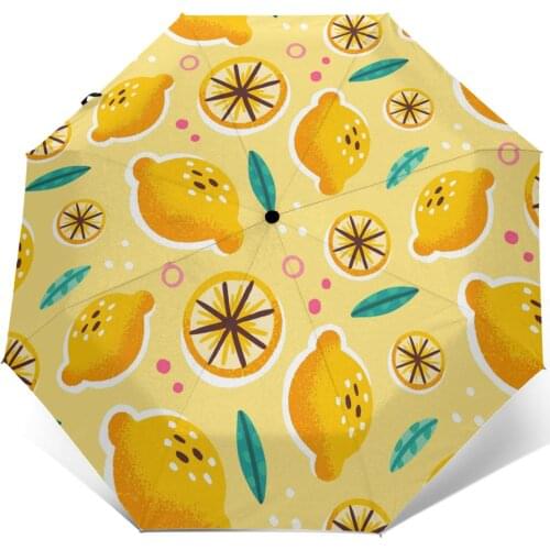Automatic Umbrella Summer Lemon three-fold umbrella women men rain umbrella