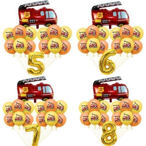 Cars Fire Truck Balloon Fireman Sam Latex Ballon Kids paper plates cups Baby Shower Boy Girl Children Birthday party Decoration