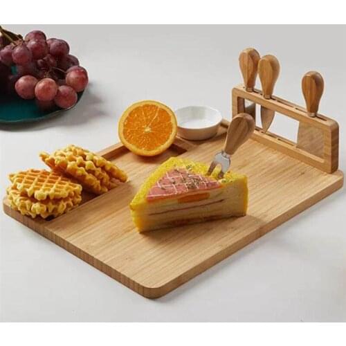 Bamboo Cheese Board Cheese Knife Cheese Slicer Fork Scoop Cut Kitchen Cooking Tools Bamboo Cutting Board Wood Cheeses Boards