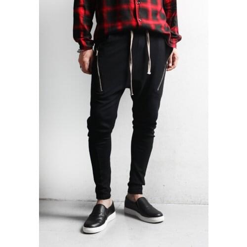Mens trousers new trend hip hop comfortable casual pants thin beveled zipper mens elastic waist basic large Leggings