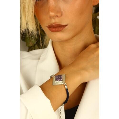 Dr Stone natural Stone womens amethyst Bracelet silver plated Z121ar338 250143488