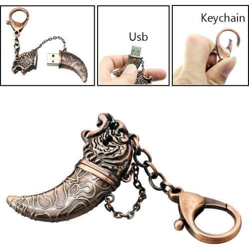 Cool Metal Damascus Knife Dagger Usb Flash Drive Disk Keychain Bronze Scimitar Memory Stick 4GB 8GB 16GB Pendrive 32GB Pen Drive