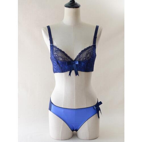Lace embroidery sexy thin wire breast care bra & brief sets breathable bra set