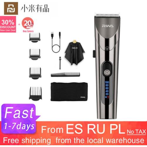 YouPin RIWA RE-6305 Hair Clipper Men Barber Profesional Electric Trimmer Rechargeable Steel Cutter Head Haircut With LED Screen