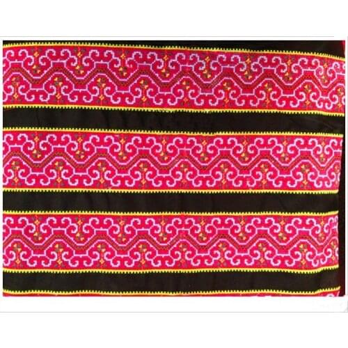 Miao hmong embroidery crochet cotton fabric lace trim 10cm dress collar ribbon tape webbing ethnic tribal india boho gypsy DIY