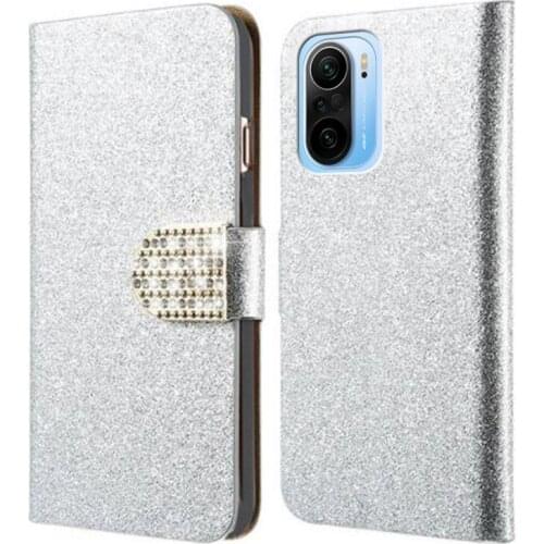 Fashion Glitter Diamond Case for Redmi K40 K40 Pro Plus 5G Cover PU Leather Texture Phone Coque for Redmy Redmi Note 10 Pro Etui