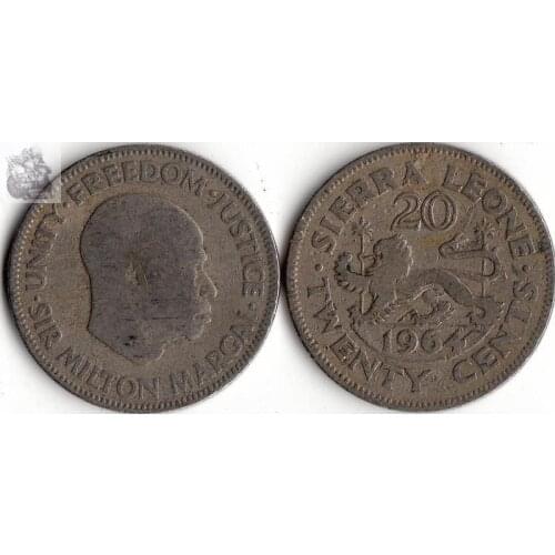 Sierra Leone 20 Cents 1964 Edition Coins Africa Original Coin Collectible Edition Real Rare Commemorative Random Year