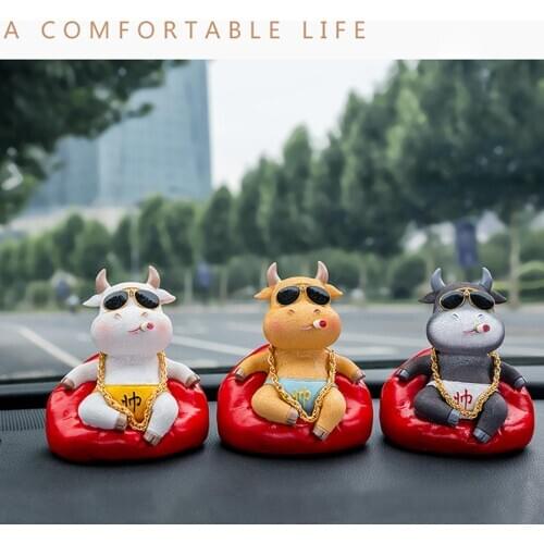Cartoon Cattle Design Resin Display Mold Car Dashboard Interior Decor Supplies For Office Home Desktop Decoration New Year Gifts