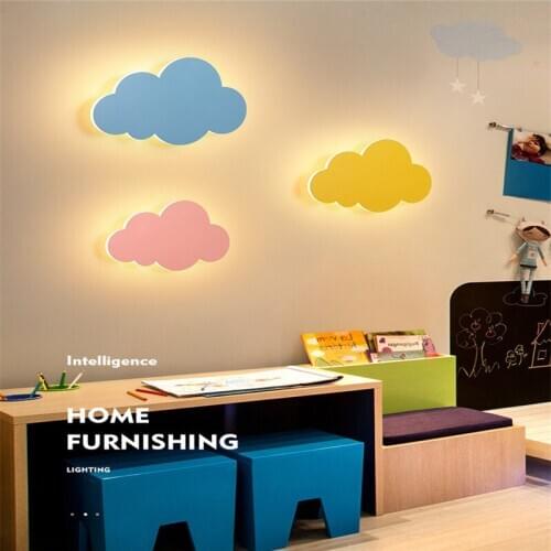 2020 New Nordic led warm and cute cartoon childrens bedroom bedside cloud wall lamp factory direct sales