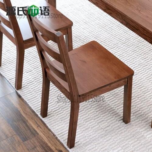 Solid Wood Dining Chair Modern Simple Oak Dining Table Chair Leisure Armchair Nordic Restaurant Chair