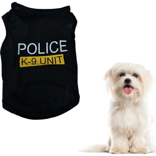 Police Suit Cosplay Dog Clothes Black Elastic Vest Puppy T-Shirt Coat Accessories Apparel Costumes Pet Clothes For Dogs Cats