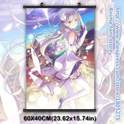 Re:Zero kara Hajimeru Isekai Seikatsu Emilia Cute Japanese Anime Wall Scroll Poster Home Decor Bedroom decorative painting