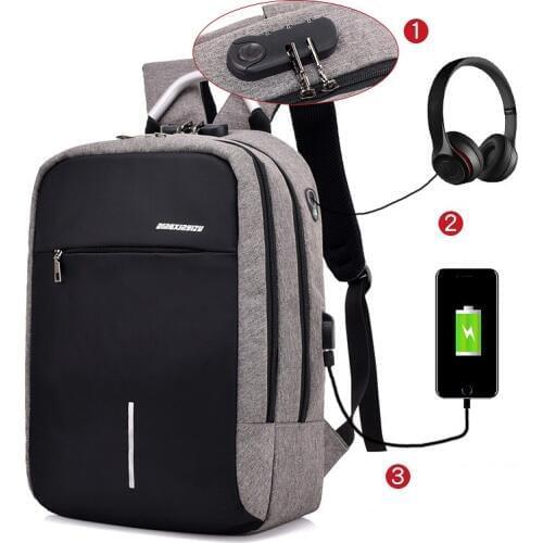 Anti theft Backpack with Password Lock Bagpack Computer Laptop USB Charging Backpacks School Bag Pack Adult Zaino Donna Rugzak