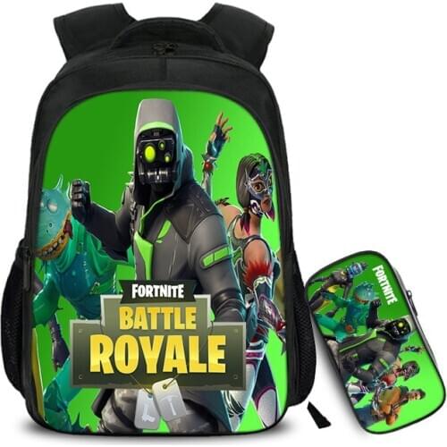16Inch Fortnite 2Pc Set Cosplay Printing Satchel Laptop Rucksack Backpack Student School Shoulder Bag Pencil Bag Teenager Travel