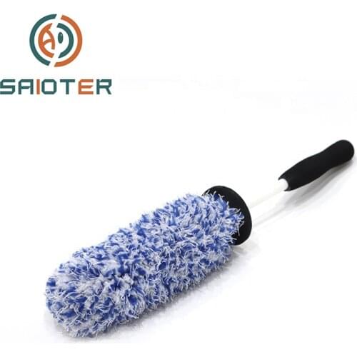 Scratch Free Microfiber Wheel Brush Blue Soft Detailing Brush Multipurpose Use Car Cleaning Tools With Flexible Long Pp Handle