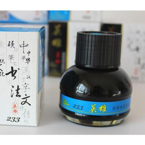 60ml Bottled Blue Fountain Pen Ink Hero 233 Writing Glass Fountain School Smooth Student Stationery Refill Office Supplies K4B7