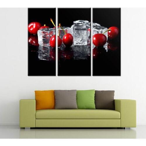 Modern Wall Art Spray Paintings 3 Piece Kitchen Decor Pictures Fresh Fruit Cherry Ice Print Canvas Painting Decoracion Unframed