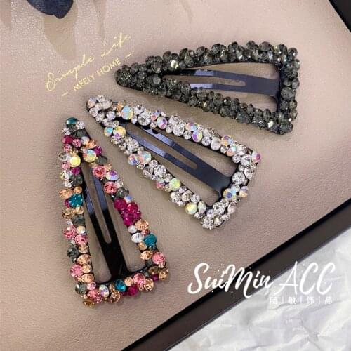 Rhinestone Super Flash BB Hairpins Crystal Hollow Square Triangle Hair Clips Hair Accessories Hairpin Hairgirps Barrette